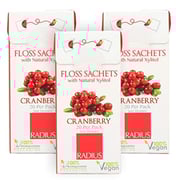 RADIUS - Natural Soft Floss, Xylitol for an Oral Care Boost, Total Tooth and Gum Protection, 100% Vegan (Cranberry, 20 Sachets) 3-Pack