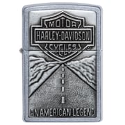 Zippo Genuine Harley Davidson Shield and American Legend Emblem Street Chrome Pocket LighterBare Metal - Silver