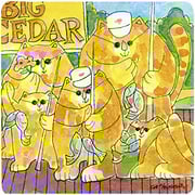 Caroline's Treasures Orange Tabby Fishing Cats Foam Coasters (Set Of 4), 3.5 Caroline's Treasures Orange Tabby Fishing Cats Foam Coasters (Set Of 4), 3.5