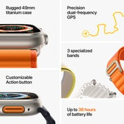 Apple Watch Ultra GPS + Cellular, 49mm Titanium Case with Beige Yellow Trail Loop - Medium/Large