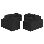 vidaXL 8 Piece Garden Lounge Set with Cushions Poly Rattan Black vidaXL 8 Piece Garden Lounge Set with Cushions Poly Rattan Black