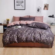 LUNA HOME King Size 6 Pieces set, Reversible Leaves Design Dark Truffle Bedding Set Without Filler. LUNA HOME King Size 6 Pieces set, Reversible Leaves Design Dark Truffle Bedding Set Without Filler.