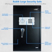 Rubik Large Safe Box With Digital Keypad And Key Lock, Fire Resistant Security Box Protect Money Documents For Home Office (size 36x30x60cm) Black