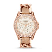 Fossil ES3466 Riley Multifunction Rose-Tone & Sand Leather Watch Fossil ES3466 Riley Multifunction Rose-Tone & Sand Leather Watch