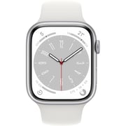 Apple Watch Series 8 GPS 45mm Silver Aluminum Case with White Sport Band - Regular Apple Watch Series 8 GPS 45mm Silver Aluminum Case with White Sport Band - Regular