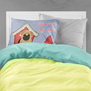 Caroline's Treasures Bb2761Pillowcase Dog House Collection Pug Brown Fabric Standard Pillowcase, Standard, Multicolor