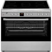Milton Ceramic Cooker With Electric Fan Oven & Full Safety Silver, Size 90x60 Cm - Made In Turkey Model Fs9060vct-s, 1 Year Warranty