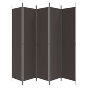 vidaXL 5-Panel Room Divider Brown 250x220 cm Fabric vidaXL 5-Panel Room Divider Brown 250x220 cm Fabric