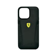 Ferrari Leather Case With Hot Stamped Sides Yellow Shield Logo For Iphone 14 Pro Max Black