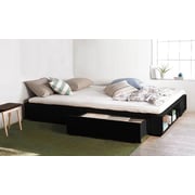 Solid MDF Wood Storage Bed Super King with Mattress Black