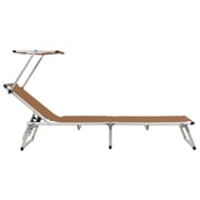 vidaXL Folding Sun Lounger with Roof Aluminium and Textilene Brown vidaXL Folding Sun Lounger with Roof Aluminium and Textilene Brown
