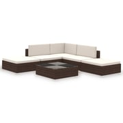 Vidaxl 6 Piece Garden Lounge Set With Cushions Poly Rattan Brown Vidaxl 6 Piece Garden Lounge Set With Cushions Poly Rattan Brown