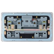Schneider Electric Ultimate Screwless Flat Plate - Double Switched Power Socket, 13a, Gu3420bss, Stainless Steel With Black Insert Schneider Electric Ultimate Screwless Flat Plate - Double Switched Power Socket, 13a, Gu3420bss, Stainless Steel With Black Insert