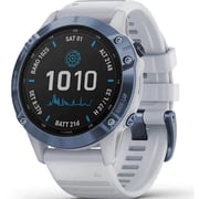 Garmin 010-02410-19 Fenix 6 Pro Solar Mineral Blue W/Whitestone Band Garmin 010-02410-19 Fenix 6 Pro Solar Mineral Blue W/Whitestone Band