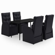 vidaXL 5 Piece Garden Dining Set with Cushions Black vidaXL 5 Piece Garden Dining Set with Cushions Black