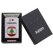 Zippo Classic Lighter 205 Ci412704 I Heart Lebanon With Round Shape Lebanon Flag Design | Windproof | Matel Material - Satin Chrome Zippo Classic Lighter 205 Ci412704 I Heart Lebanon With Round Shape Lebanon Flag Design | Windproof | Matel Material - Satin Chrome