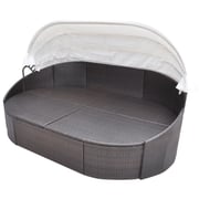 Vidaxl Outdoor Lounge Bed With Canopy Poly Rattan Brown Vidaxl Outdoor Lounge Bed With Canopy Poly Rattan Brown