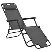 vidaXL Folding Sun Loungers 2 pcs with Footrests Steel Grey vidaXL Folding Sun Loungers 2 pcs with Footrests Steel Grey