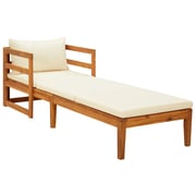 vidaXL Sun Lounger with Cream White Cushions Solid Acacia Wood vidaXL Sun Lounger with Cream White Cushions Solid Acacia Wood