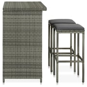 Vidaxl 3 Piece Bar Set Poly Rattan Grey Vidaxl 3 Piece Bar Set Poly Rattan Grey