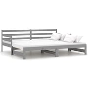 Vidaxl Pull-out Day Bed Grey Solid Pinewood 2x Vidaxl Pull-out Day Bed Grey Solid Pinewood 2x