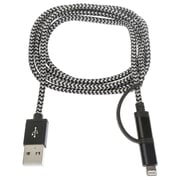 Nushh 2in1 Micro USB Cable With Lightning Adaptor 1M Black/White