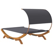 vidaXL Outdoor Lounge Bed with Canopy 165x203x126cm Solid Bent Wood Anthracite vidaXL Outdoor Lounge Bed with Canopy 165x203x126cm Solid Bent Wood Anthracite