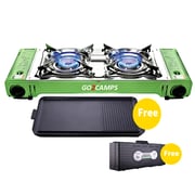 Korean Double Burner Butane Camping Stove With Bbq Grill Hotplate-burger Tray Korean Double Burner Butane Camping Stove With Bbq Grill Hotplate-burger Tray