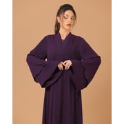 Purple Embroidered Scalloped Layered Abaya