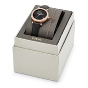 Fossil ES4506SET Carlie Mini Three-Hand Black Leather Watch and Bracelet Box Set Fossil ES4506SET Carlie Mini Three-Hand Black Leather Watch and Bracelet Box Set