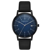 Kenneth Cole Slim Watch For Men with Black Genuine Leather Strap