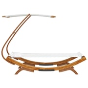 vidaXL Outdoor Lounge Bed with Canopy 100x190x134 cm Solid Bent Wood Cream vidaXL Outdoor Lounge Bed with Canopy 100x190x134 cm Solid Bent Wood Cream