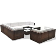 Vidaxl 10 Piece Garden Lounge Set With Cushions Poly Rattan Brown Vidaxl 10 Piece Garden Lounge Set With Cushions Poly Rattan Brown