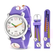Bling Jewelry Time Teacher 3D Sports Skater Baseball Wrist Watch For Teen Purple Silicone Wristband White Dial Bling Jewelry Time Teacher 3D Sports Skater Baseball Wrist Watch For Teen Purple Silicone Wristband White Dial