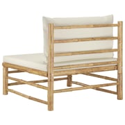 Vidaxl Garden Middle Sofa With Cream White Cushions Bamboo Vidaxl Garden Middle Sofa With Cream White Cushions Bamboo