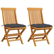 vidaXL Garden Chairs with Anthracite Cushions 2 pcs Solid Teak Wood vidaXL Garden Chairs with Anthracite Cushions 2 pcs Solid Teak Wood