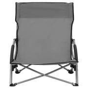 vidaXL Folding Beach Chairs 2 pcs Grey Fabric vidaXL Folding Beach Chairs 2 pcs Grey Fabric