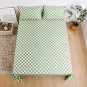 Luna Home 3 Pieces Bedsheet Set, Green Color Checkered Design