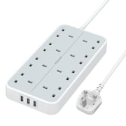 Promate Power Strip With 3250w 8 Ac Outlets, 3 Usb Intellicharge Ports And 2m Cord, Powercord8uk-2m Promate Power Strip With 3250w 8 Ac Outlets, 3 Usb Intellicharge Ports And 2m Cord, Powercord8uk-2m