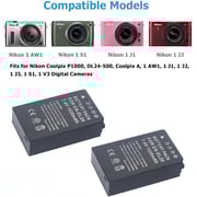 Dmk Power 2 Pack Enel20, En-el20a Batteries Compatible With Nikon Coolpix P1000, Dl24-500, Coolpix A, 1 Aw1, 1 J1, 1 J2, 1 J3, 1 S1, 1 V3 Digital Camera Dmk Power 2 Pack Enel20, En-el20a Batteries Compatible With Nikon Coolpix P1000, Dl24-500, Coolpix A, 1 Aw1, 1 J1, 1 J2, 1 J3, 1 S1, 1 V3 Digital Camera