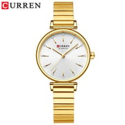 Curren CRN9081-GLD/WHT-Stainless Steel Luxury Fashion Wristwatch