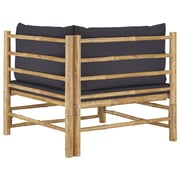 Vidaxl Garden Corner Sofa With Dark Grey Cushions Bamboo Vidaxl Garden Corner Sofa With Dark Grey Cushions Bamboo