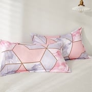 Luna Home Single Size 4 Pieces Bedding Set Without Filler, Pink Geometric Marble Design
