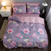 Deals For Less - Queen/double Size, Duvet Cover, Bed Sheet Set Of 6 Pieces, Purple With Flower Design