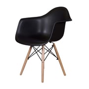 Mahmayi Furniture Set of 3 Black- Eames Style Armchair with Natural Wood Legs Eiffel Dining Room Chair