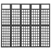 Vidaxl 5-panel Room Divider/trellis Solid Fir Wood Black 201.5x180 Cm Vidaxl 5-panel Room Divider/trellis Solid Fir Wood Black 201.5x180 Cm