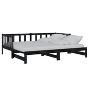 Vidaxl Pull-out Day Bed Black Solid Pinewood 2x Vidaxl Pull-out Day Bed Black Solid Pinewood 2x