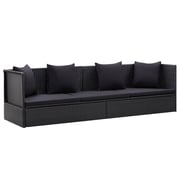 Vidaxl Garden Bed With Cushion And Pillow Poly Rattan Black Vidaxl Garden Bed With Cushion And Pillow Poly Rattan Black