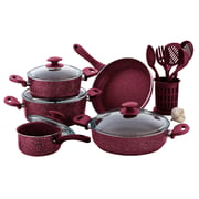 RoyalFord Granite Cookware Set Turkey Pink 15pcs