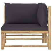 Vidaxl Garden Corner Sofa With Dark Grey Cushions Bamboo Vidaxl Garden Corner Sofa With Dark Grey Cushions Bamboo